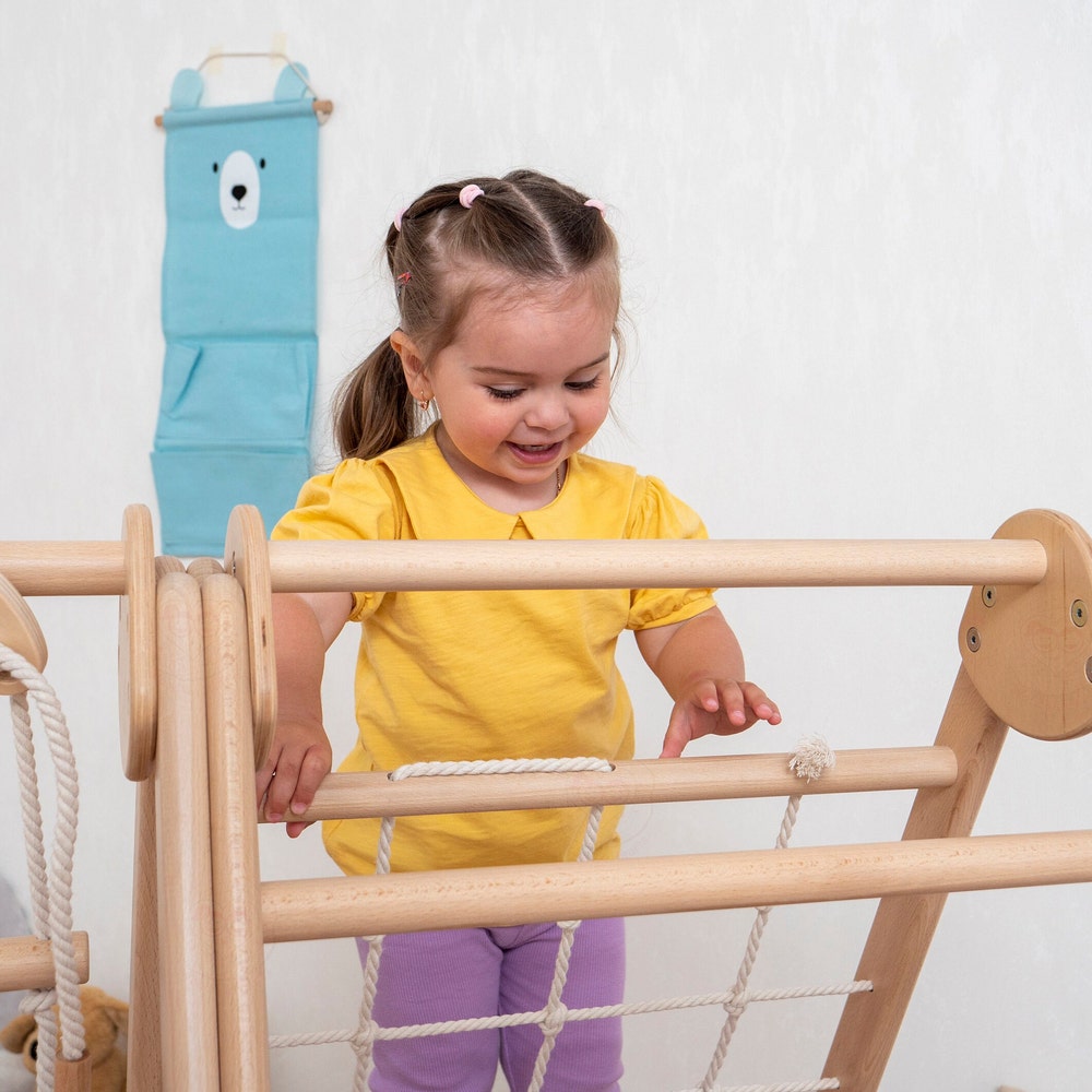 41х37″ Up to 4 Years Small Toddler Climbing Triangle Scandinavian Baby Play Gym, Montessori Play Gym with Waldorf Ladder or Baby Swing - Image 8