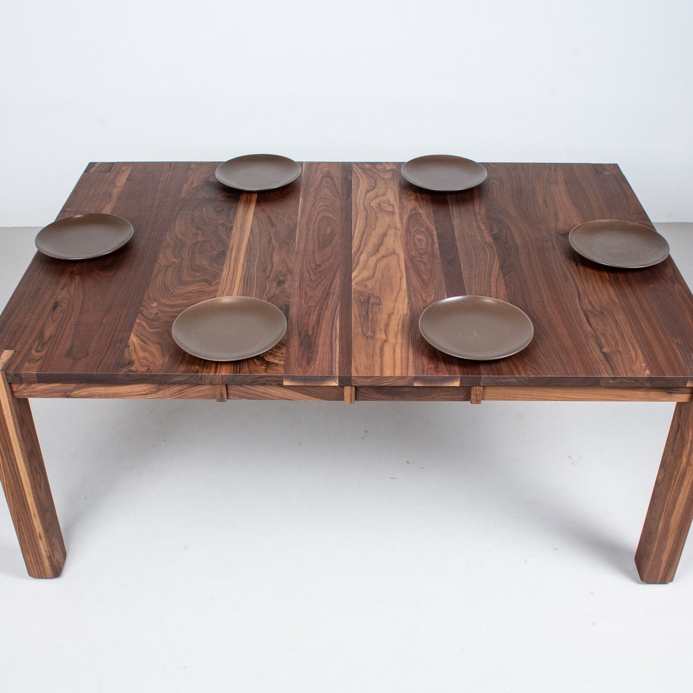 Walnut Parson Dining Table Extendable, Square Walnut Extension Table, Modern Extendable Square Kitchen Table, Square Dining Table - Image 5