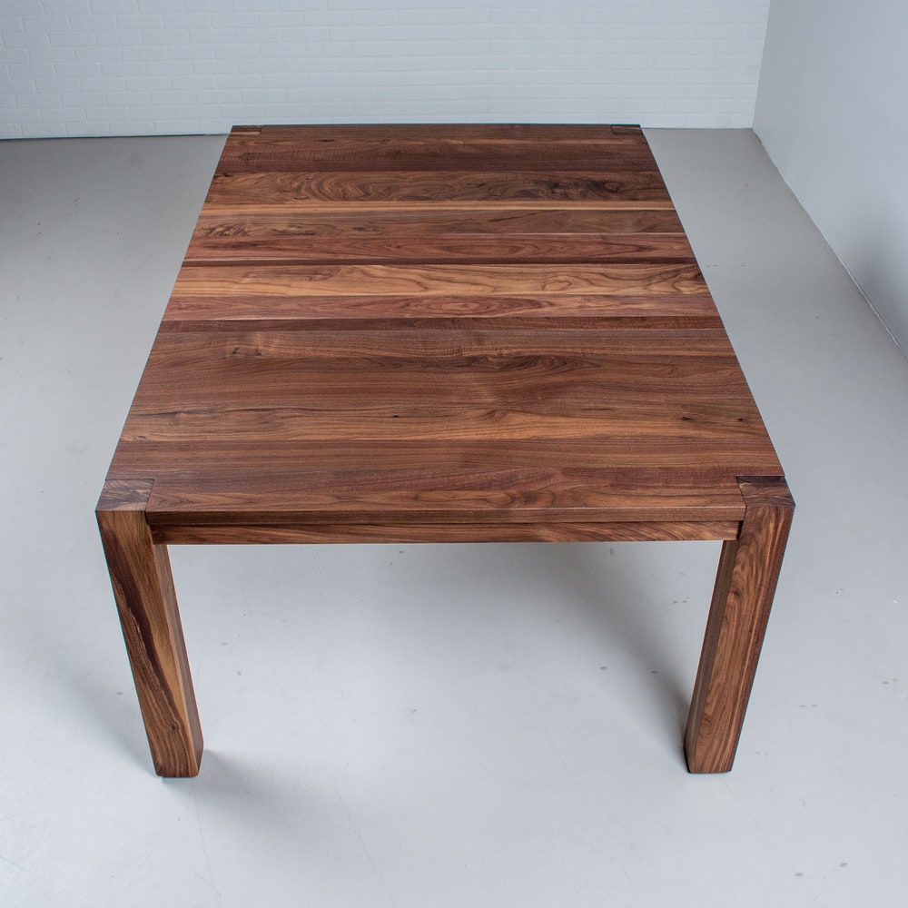 Walnut Parson Dining Table Extendable, Square Walnut Extension Table, Modern Extendable Square Kitchen Table, Square Dining Table - Image 4