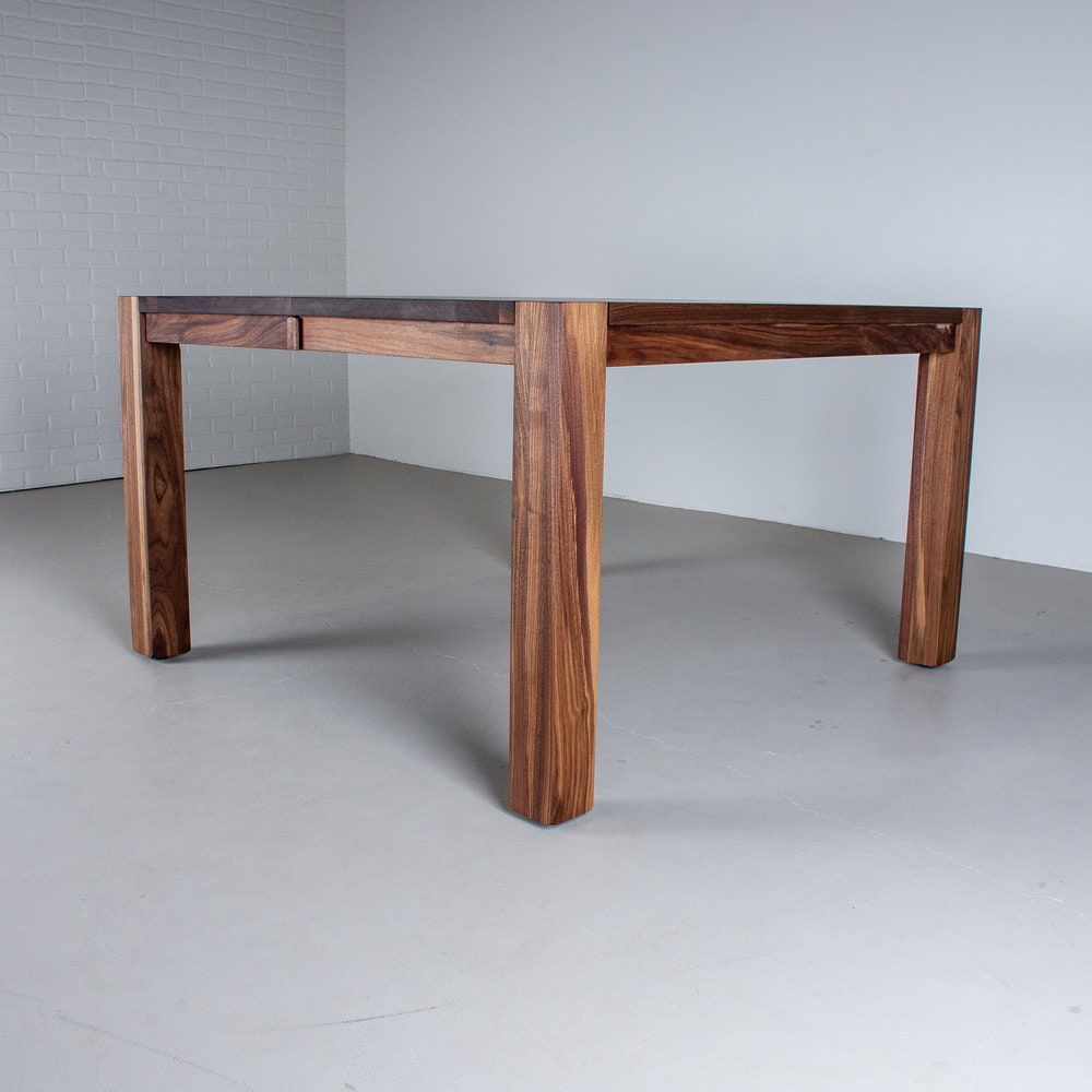 Walnut Parson Dining Table Extendable, Square Walnut Extension Table, Modern Extendable Square Kitchen Table, Square Dining Table - Image 9