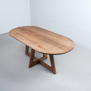 Oval Maple Dining Table, Racetrack Oval Dining Table on Single Cross Pedestal Base, Wood Dining Room Table, Small Oval Pedestal Table