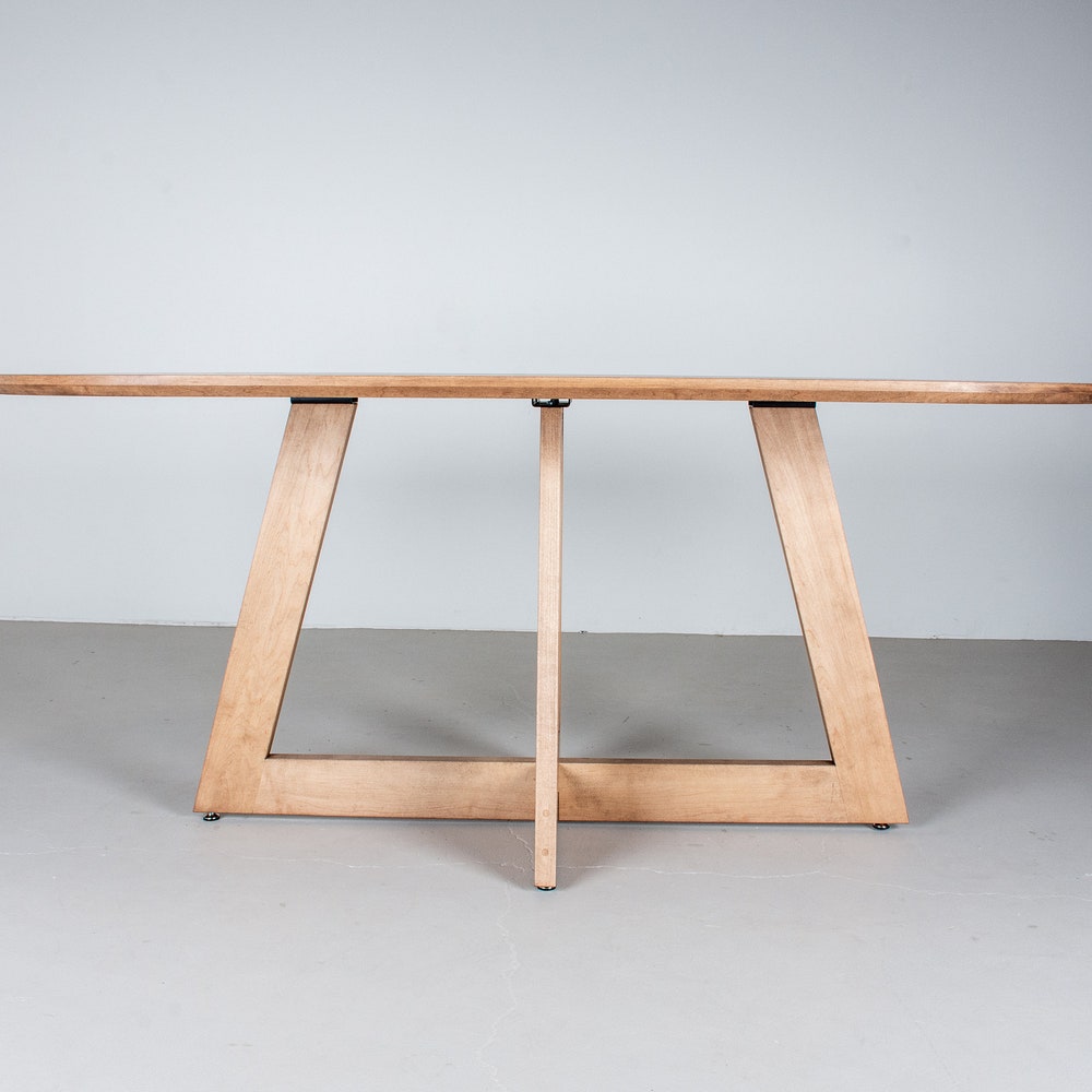 Oval Maple Dining Table, Racetrack Oval Dining Table on Single Cross Pedestal Base, Wood Dining Room Table, Small Oval Pedestal Table - Image 4