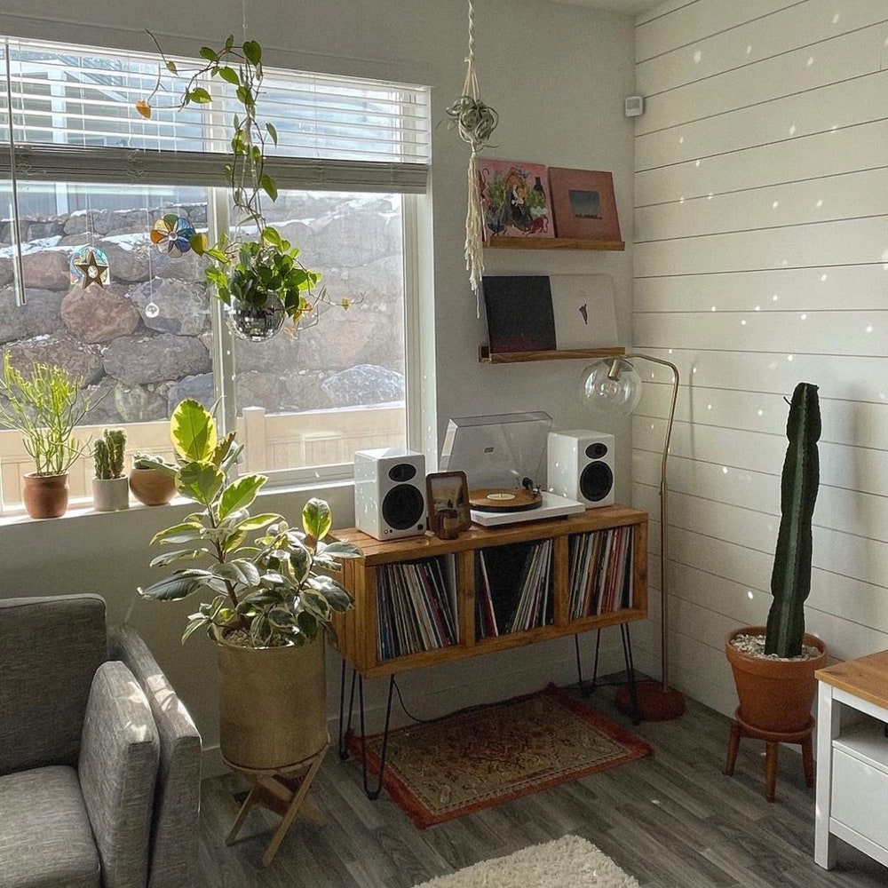 Vinyl Record Storage Record Player Cabinet Vinyl Record Holder Turntable Stand Customizable Handmade Vinyl shelves Tall Metal Legs 32” Tall - Image 4