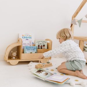 Car Kids bookshelf, Montessori Furniture, Christmas gift for Toddler Boy, Montessori book shelf, Nursery minimal decor,Truck theme play room