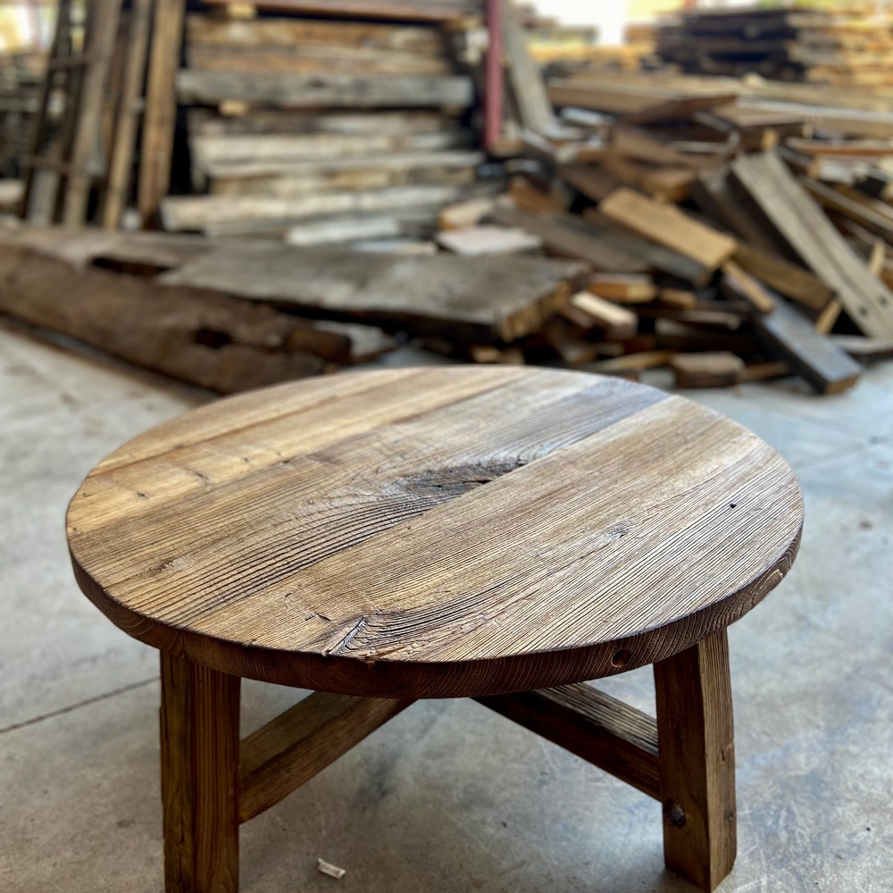 Round Rustic Coffee Table Reclaimed Wood, Farmhouse Coffee Table Living Room, Reclaimed BarnWood Furniture Table Round - Image 11