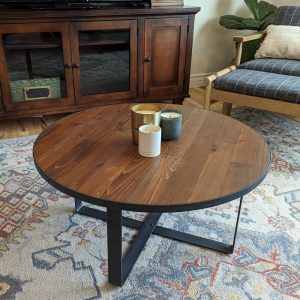 Reclaimed Farmhouse Wood Coffee Table with X Style Industrial Metal Legs
