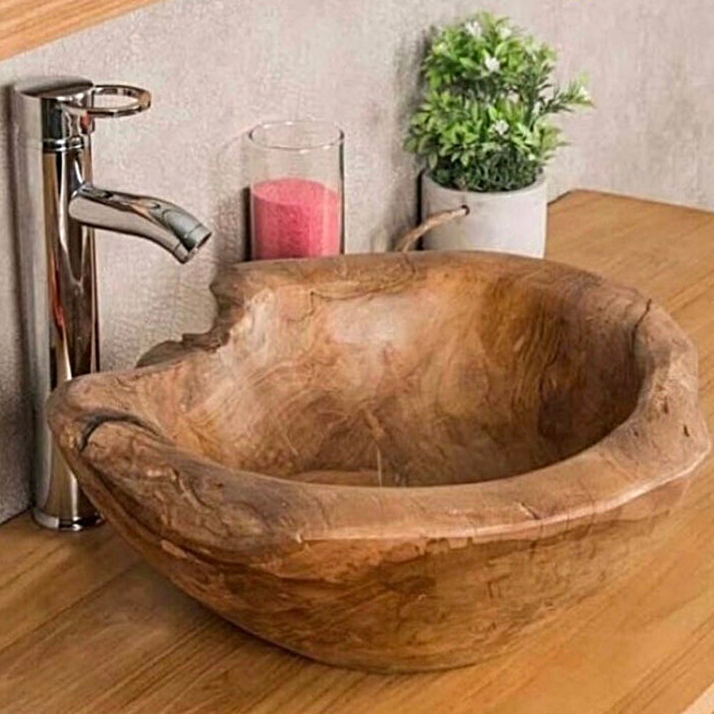 Bathroom decor, Bathroom Wooden Sink, Bathroom Wooden bottom shelve, home decors, Hair studio Designs - Image 4