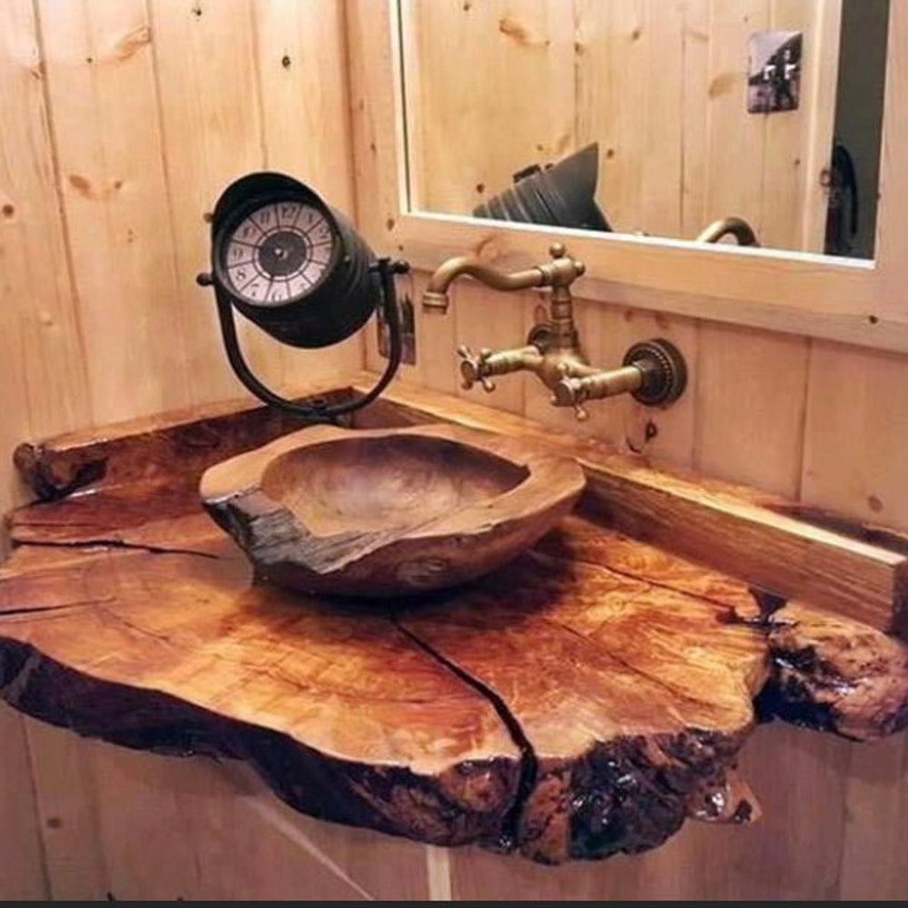 Bathroom decor, Bathroom Wooden Sink, Bathroom Wooden bottom shelve, home decors, Hair studio Designs - Image 5