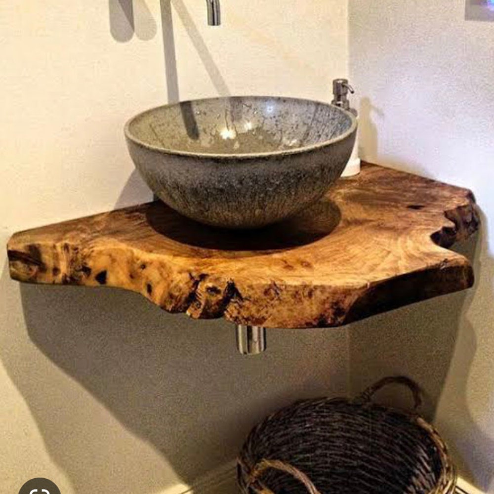 Bathroom decor, Bathroom Wooden Sink, Bathroom Wooden bottom shelve, home decors, Hair studio Designs - Image 2