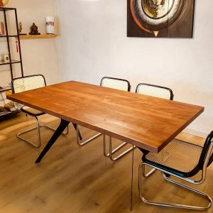 Dining Room Table and Bench with Metal Legs / Solid Wooden Dining Table / Farmhouse Kitchen Table / Rectangle Dining Table