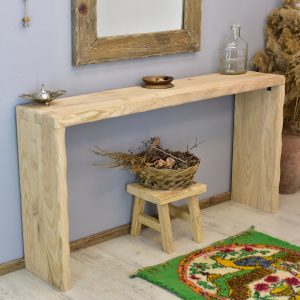 The dresser console table is medieval handcrafted from chestnut wood, rustic hallway furniture entry live edge entry table gift for women.