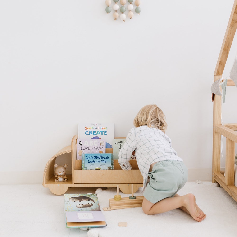 Christmas Gift for Toddler - Truck Bookcase, Montessori bookshelf, Unique Baby present, Nursery shelves, 1 year old gift, Waldorf furniture - Image 9