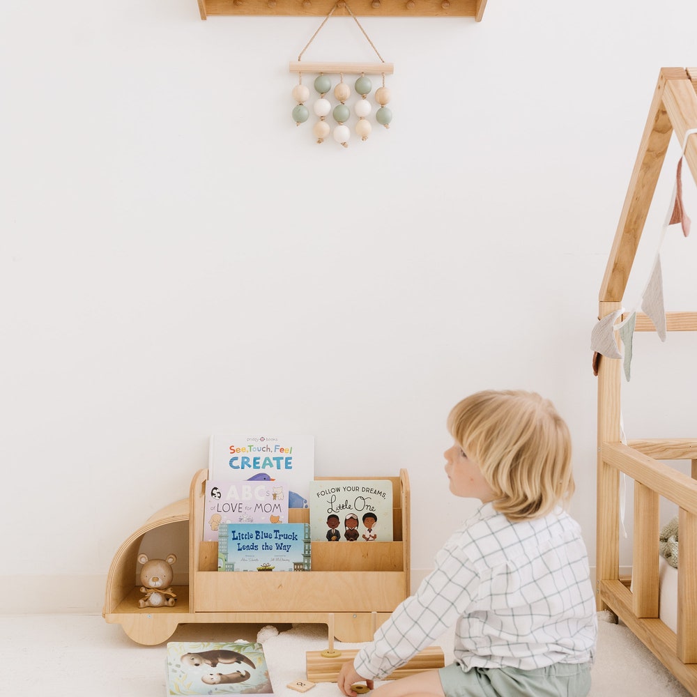 Christmas Gift for Toddler - Truck Bookcase, Montessori bookshelf, Unique Baby present, Nursery shelves, 1 year old gift, Waldorf furniture - Image 10