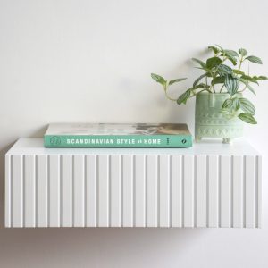 Minimalist fluted nightstand with drawer - full white