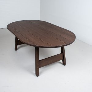 Small Oak Kitchen Table, Oval Table With Espresso Finish for Kitchen or Dining Room, Small Wood Farmhouse Kitchen Table , Oval Oak Table