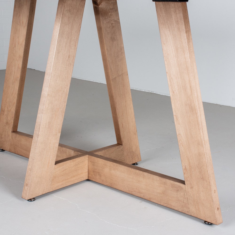 Oval Maple Dining Table, Racetrack Oval Dining Table on Single Cross Pedestal Base, Wood Dining Room Table, Small Oval Pedestal Table - Image 5