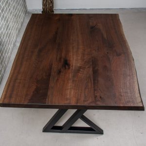 Live Edge Black Walnut Dining Room Table, Dark Walnut Dining Table, Live Edge Walnut Dining Table on Black Steel Legs, Natural Edge Table