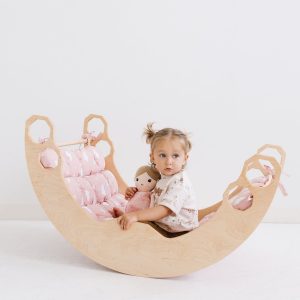 Girl Gift Edition - Climbing Arch with Pink Pillow, Montessori Furniture, Toddler playroom, Nursery decor, First Christmas Gift Baby Rocker