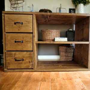 KONTOR office cabinet, with drawers and shelves. sideboard end table reclaimed wood storage unit bookshelf rustic furniture files organizer