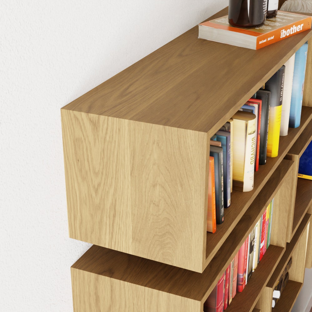 White Oak Floating Bookshelf / storage Cabinet - Image 3