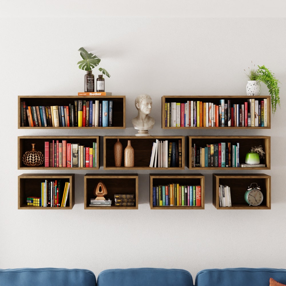 White Oak Floating Bookshelf / storage Cabinet - Image 6