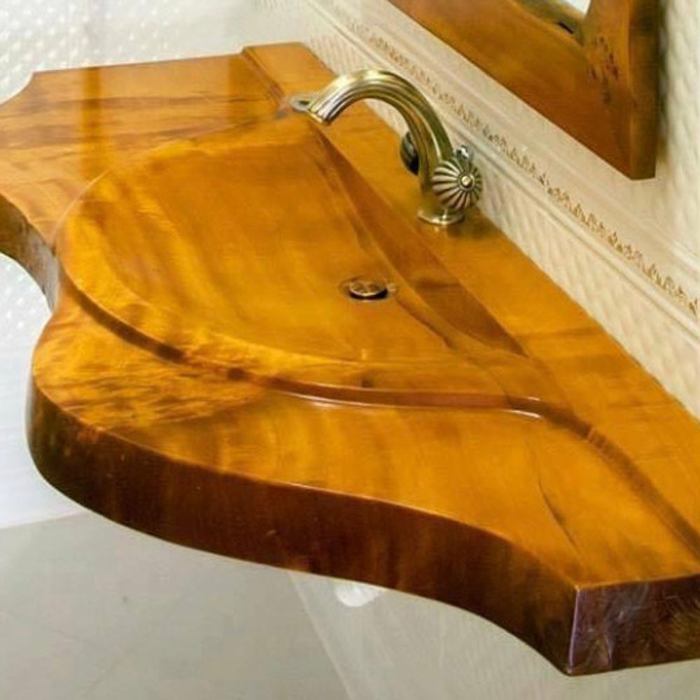 Bathroom decor, Bathroom Wooden Sink, Bathroom Wooden bottom shelve, home decors, Hair studio Designs - Image 10