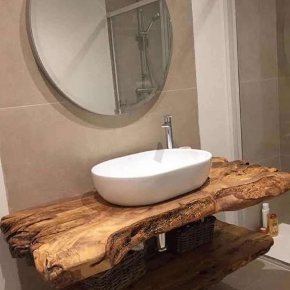 Bathroom decor, Bathroom Wooden Sink, Bathroom Wooden bottom shelve, home decors, Hair studio Designs - Image 7