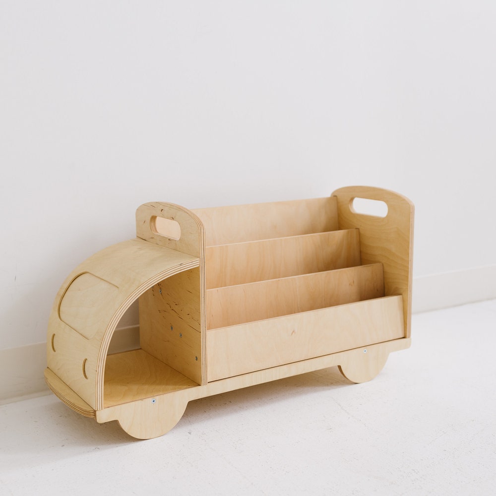 Christmas Gift for Toddler - Truck Bookcase, Montessori bookshelf, Unique Baby present, Nursery shelves, 1 year old gift, Waldorf furniture - Image 8