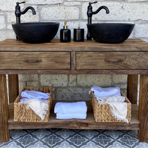 Reclaimed Wood Bathroom Vanity Double Sink, Rustic Vanity with Drawers, Farmhouse Bathroom Vanity Wood, Rustic Reclaimed Vanity Bathroom