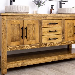 Double Sink Bathroom Vanity Base, Wood Top Not Included, Farmhouse Style