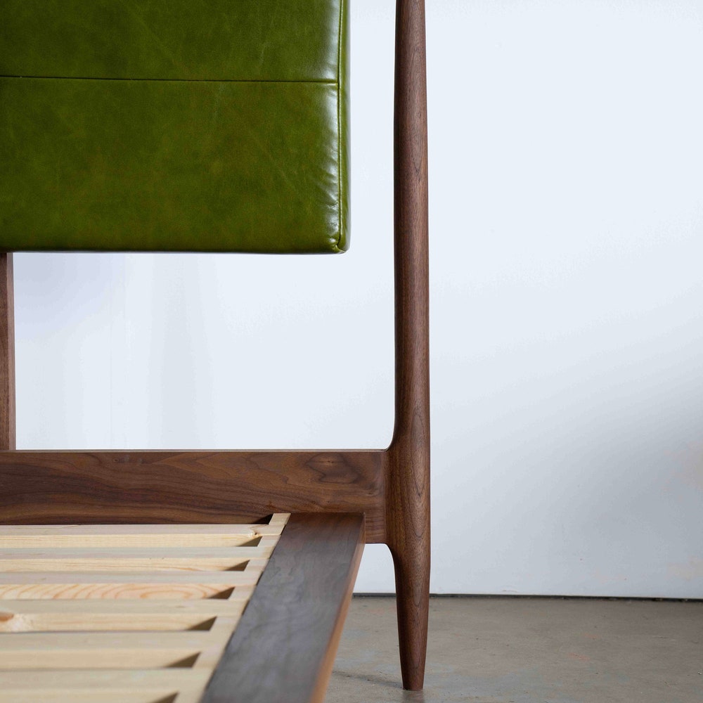 Bed No. 3.5 – Premium Handmade Solid Wood Bed Frame with Leather Upholstered Headboard | Customizable Design | Built to Last - Image 4