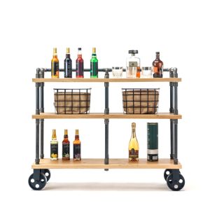 NEW Wood Kitchen Storage Cart, handmade furniture, coffee table, round table, diy table, black pipe table, living table