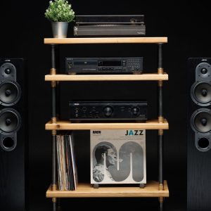NEW-OAK WOOD & Gold Turntable Storage, Reclaimed  Wood Furniture, Handmade Record Player Stand, Industrial Vinyl Table, Media Hifi, Tv Unit