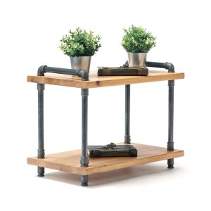 NEW-OAK WOOD, Industrial end table, reclaimed wood table,rustic end table, rustic night stand, pipe and wood end table, farmhouse table