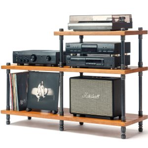 2 in 1 Industrial pipe stand, Vinyl  storage, Record storage, Record cabinet, Record player console