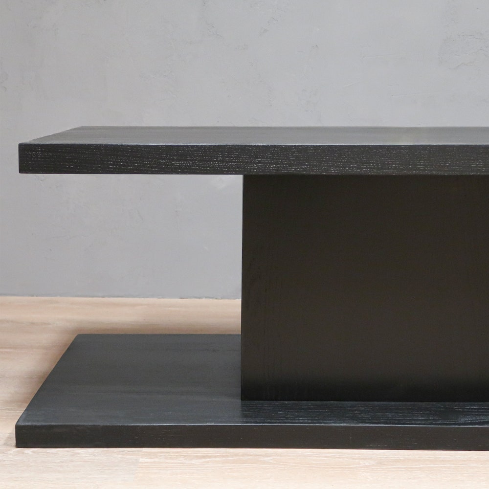 2-Level B&W Rectangular Coffee Table With Square Base - Image 6