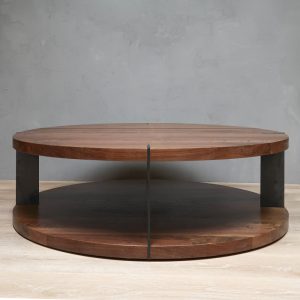 il_1000x1000.5339583084_3pou.jpg 2-Level Round Walnut Coffee Table With Metal Accent