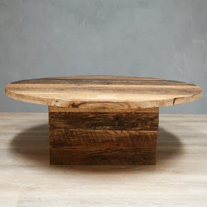 Round Reclaimed Coffee Table W/Square Base