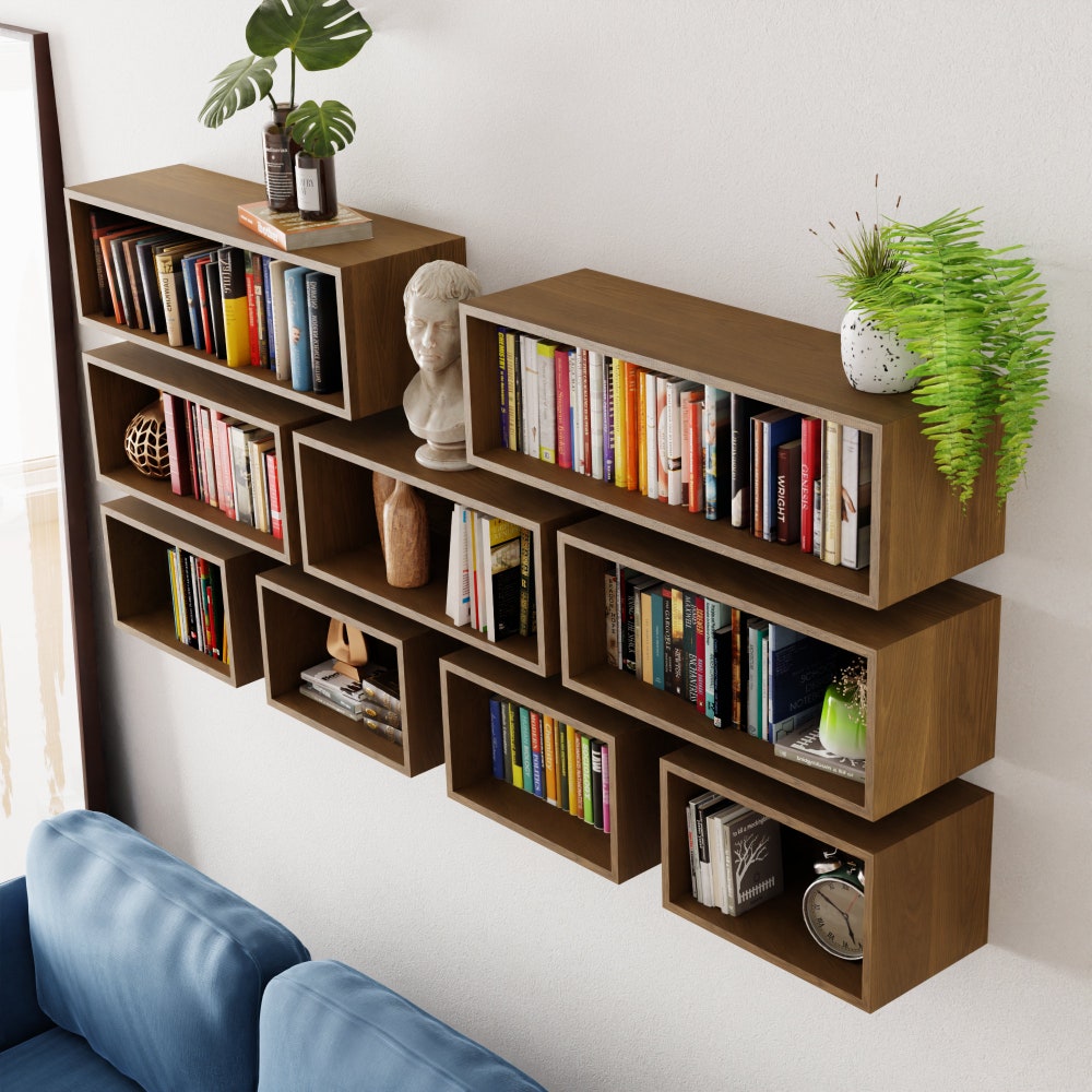 White Oak Floating Bookshelf / storage Cabinet - Image 5