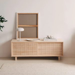 TV stand in natural solid wood, Handmade - Moraira