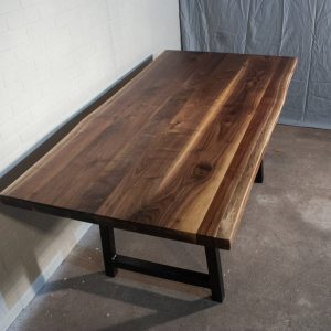 Live Edge Walnut Table on A Frame Legs, Farmhouse Kitchen Table, Live Edge Walnut Wood, Natural Edge Wood Dining Table, Rustic Wood Table