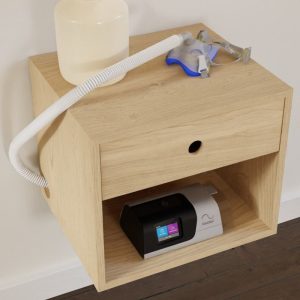 CPAP Floating Nightstand in Solid Maple, Bedside Table with Drawer