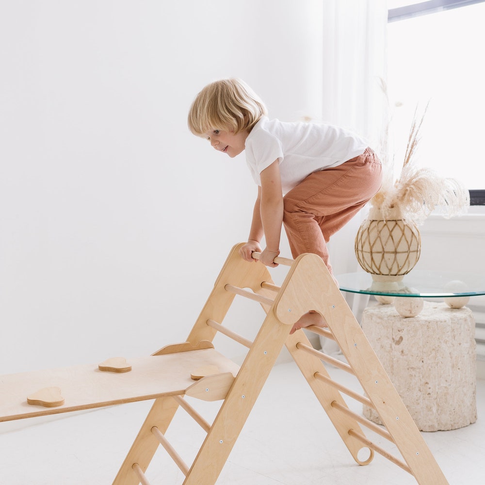 Set of 3 items Foldable triangle Wooden Gym Climbing Gift Natural toy Baby Birthday Gift Play Gym Toddler Climber Baby Gym - Image 8