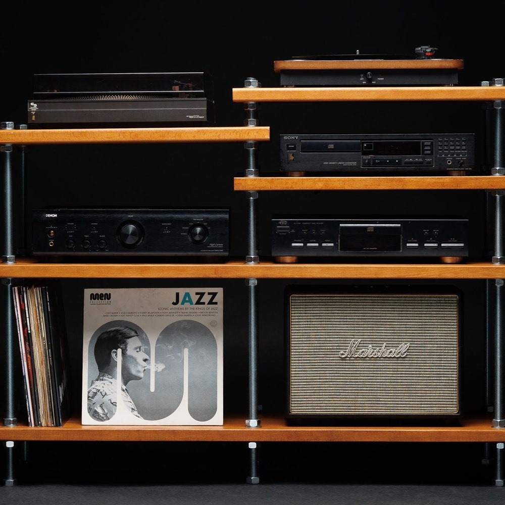 2 in 1 Rack, NEW Turntable Stand, Wood Furniture, Handmade Record Player Stand, Industrial Vinyl Table, Media Hifi TV Unit - Image 9