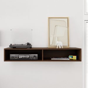 Solid Walnut Stereo Console Mid-Century Modern Style