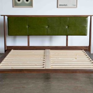 Bed No. 3.5 – Premium Handmade Solid Wood Bed Frame with Leather Upholstered Headboard | Customizable Design | Built to Last