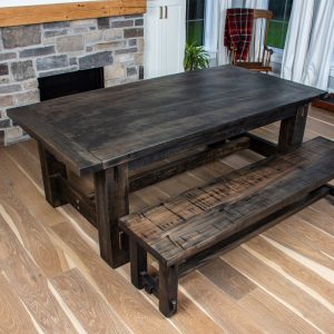 Rustic Kitchen Table, Extendable Farmhouse Kitchen Table on Trestle Base, Wood Dining Table With Textured Finish, Farmhouse Trestle Table