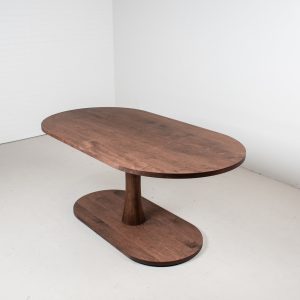 Wood Dining Table with Pedestal Base, Oval Pedestal Table Finished in Brick, Oval Kitchen Table, Small Oval Maple Pedestal Dining Table