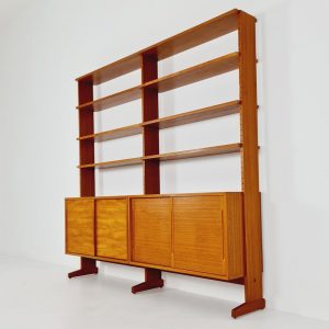 Danish teak room divider modular vintage library bookcase shelf system by L Chr Larsen & Søn, 1960s