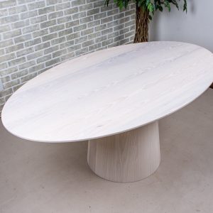 Custom Oval Pedestal Tables, White Dining Table with Wood Pedestal Base, Wood Oval Dining Table, Modern White Dining Table, Oval Wood Table